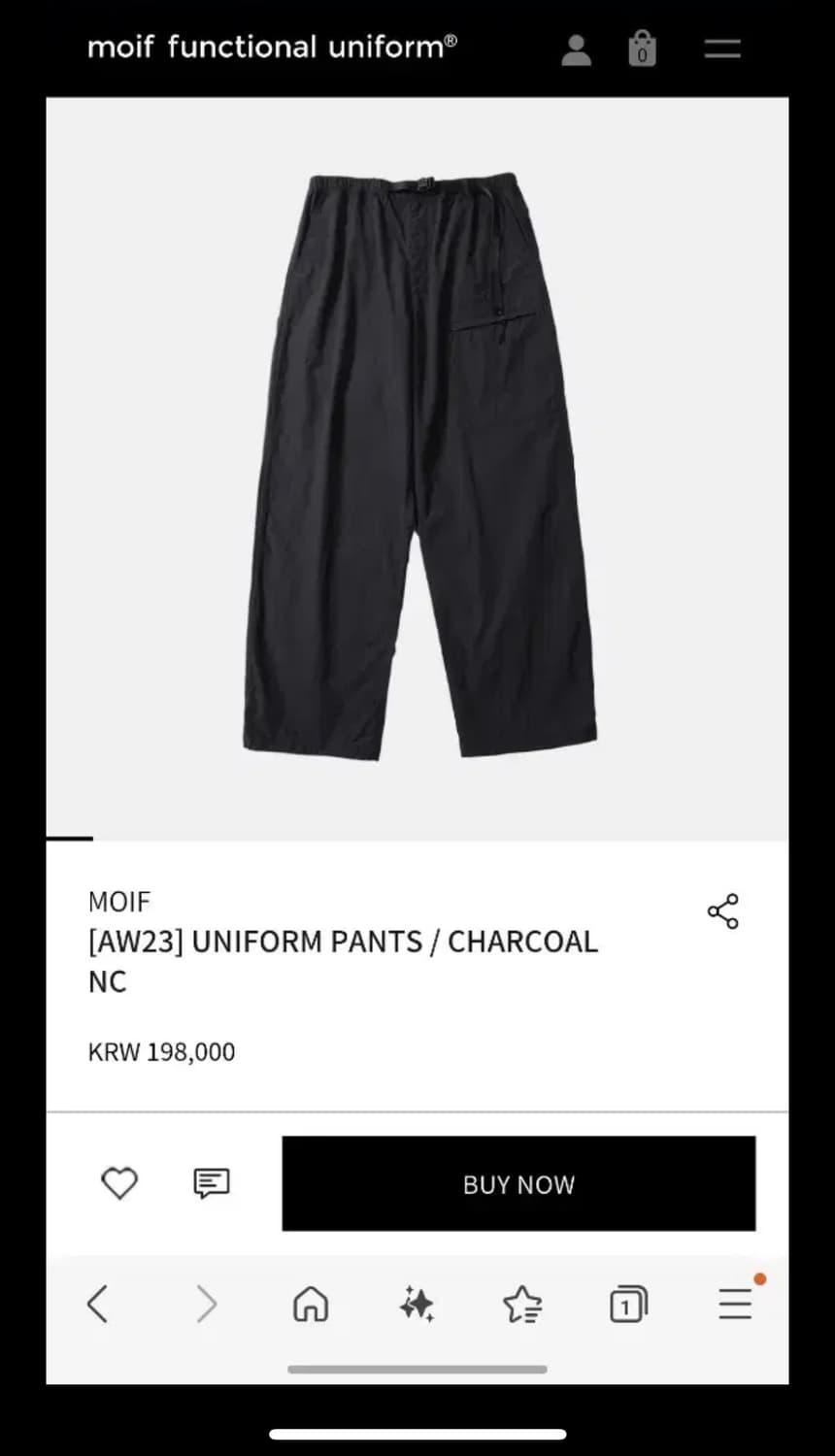 모이프 23aw 유니폼팬츠 차콜 1사이즈 상품이미지2