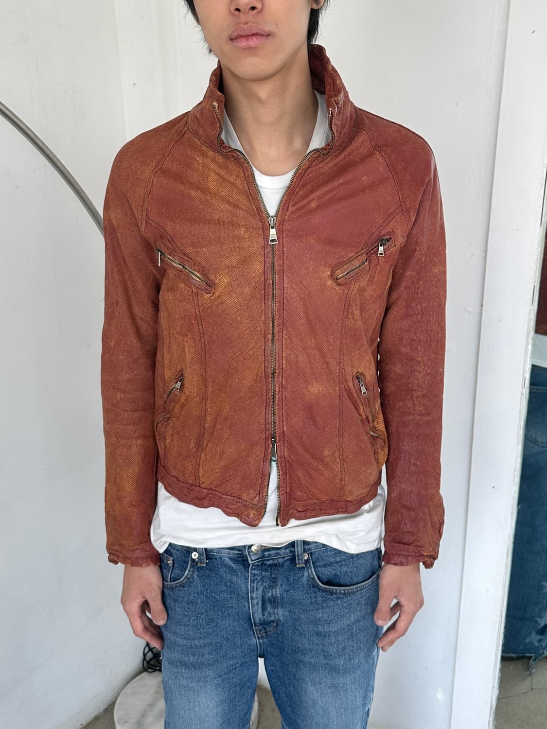 조르지오 브라토 4 zip 바이커 레더 자켓 상품이미지1