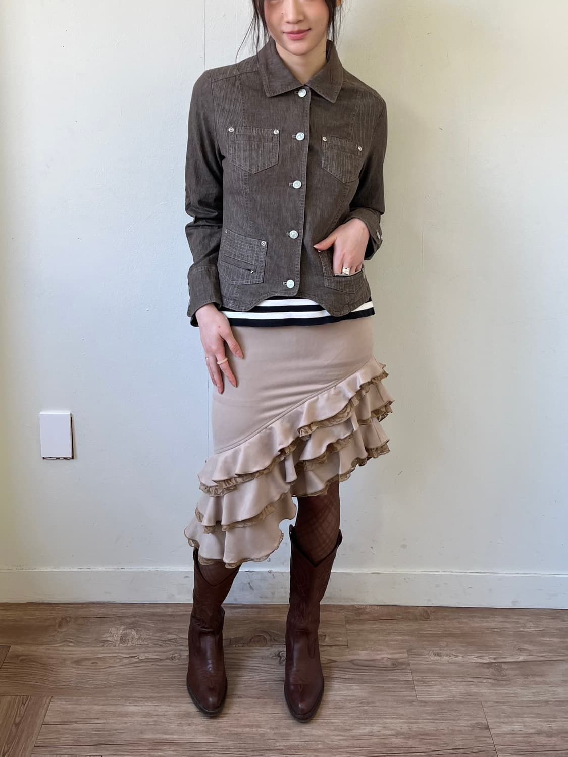 vie orne 브라운 데님 자켓  상품이미지5