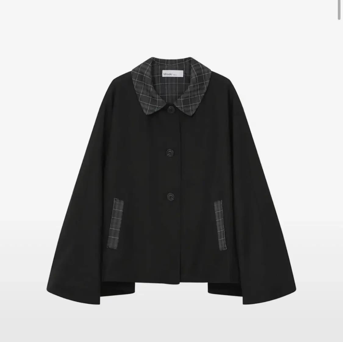 택O) 미세키서울 체크 케이프 블랙 상품이미지1