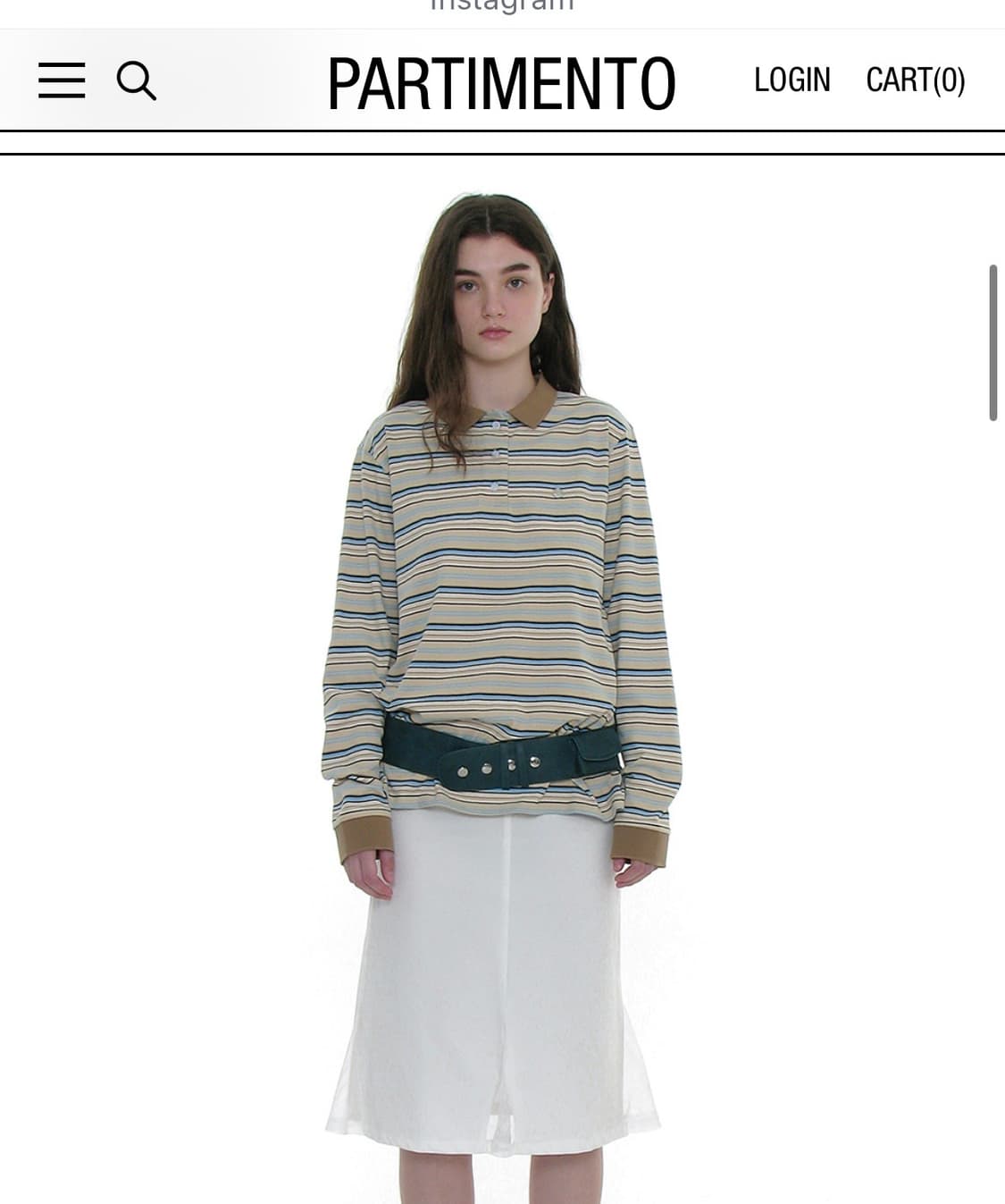 파르티멘토우먼 스트라이프 긴팔 폴로티 상품이미지2