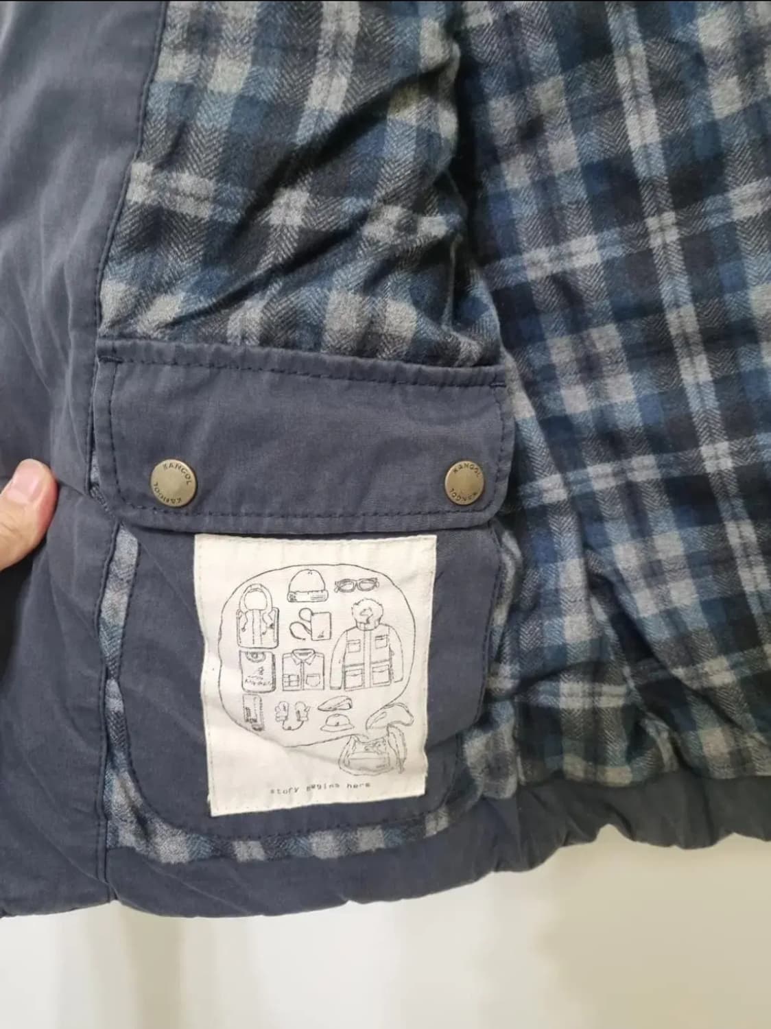 캉골 울블럭 패딩 조끼 네이비 /남여공용M 상품이미지6