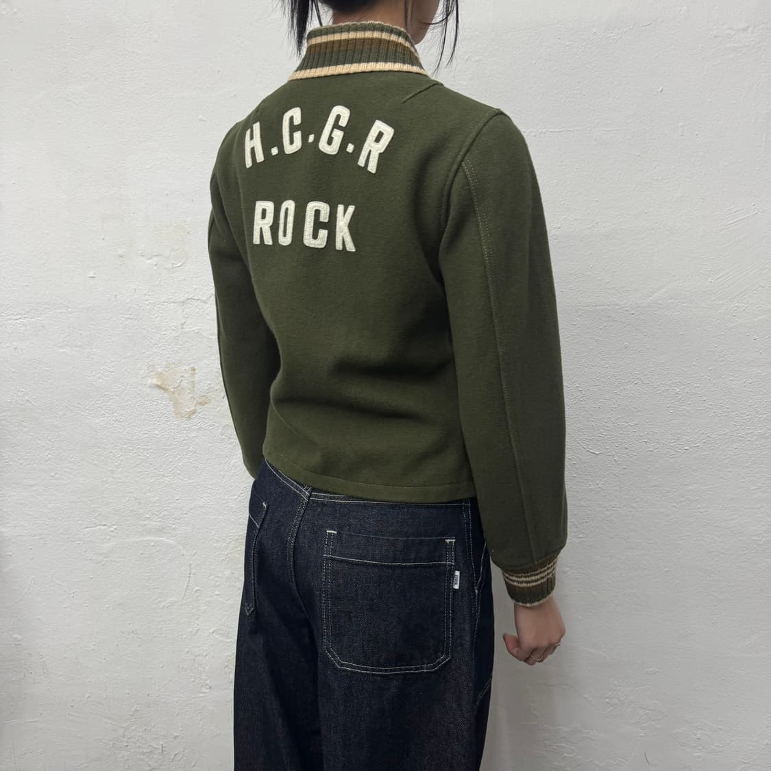 히스테릭글래머 올리브 히스테릭 락 자수 로고 코튼 울 혼방 블루종 자켓 상품이미지2