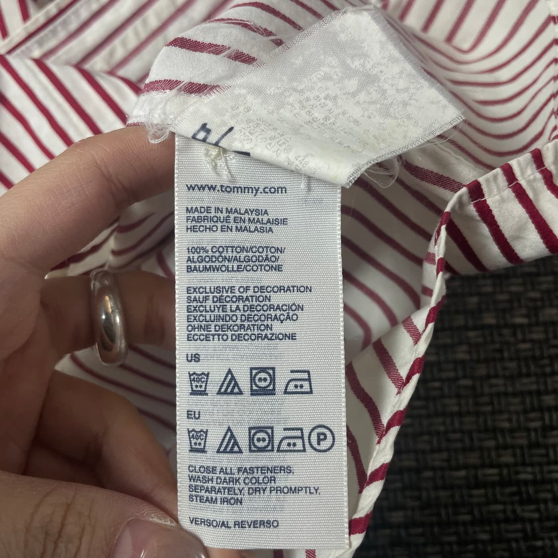 타미힐피거 레드 화이트 스트라이프 긴팔 셔츠 빈티지핏 M 상품이미지6