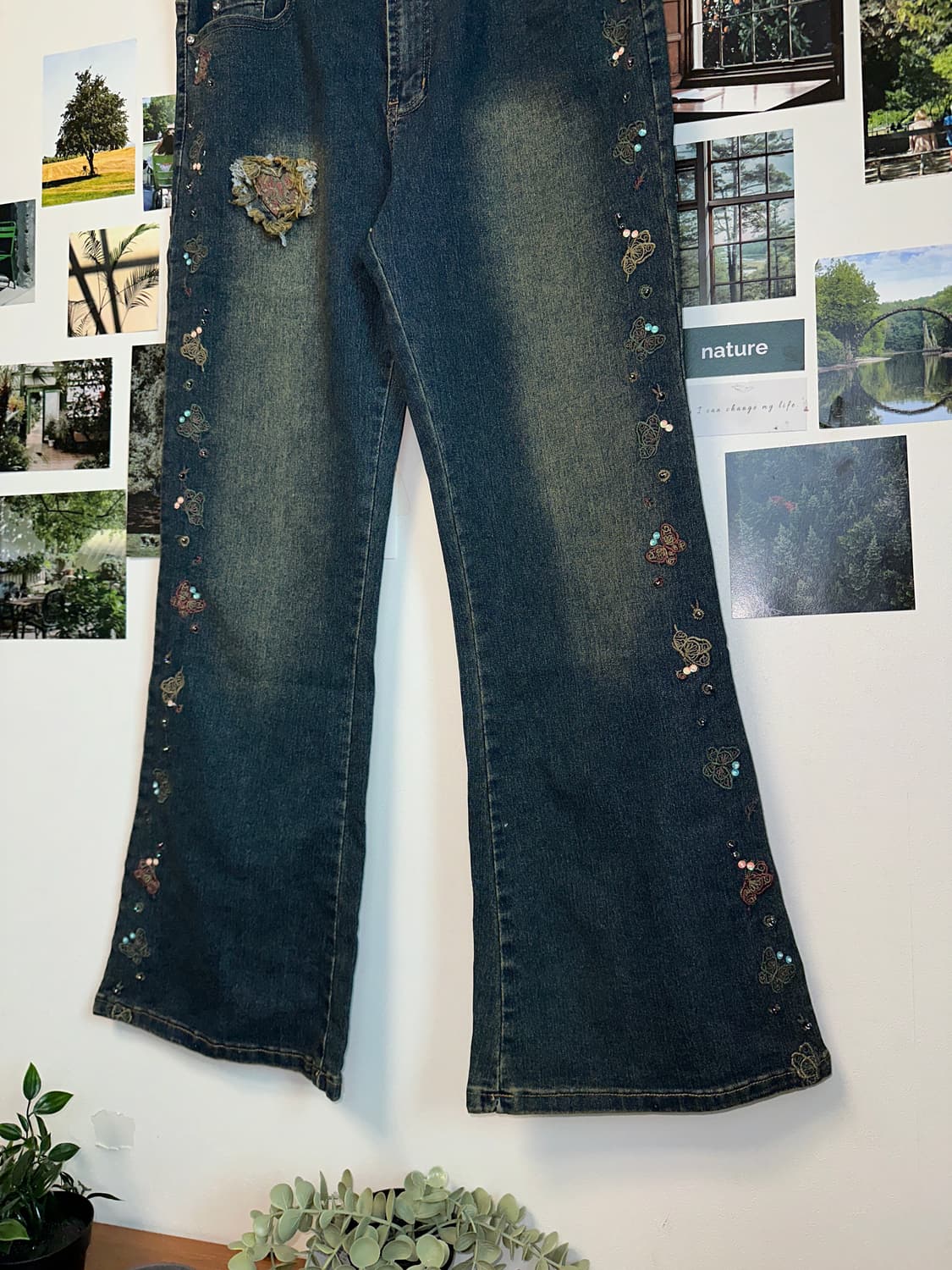 Washing denim butterfly 부츠컷팬츠 상품이미지4