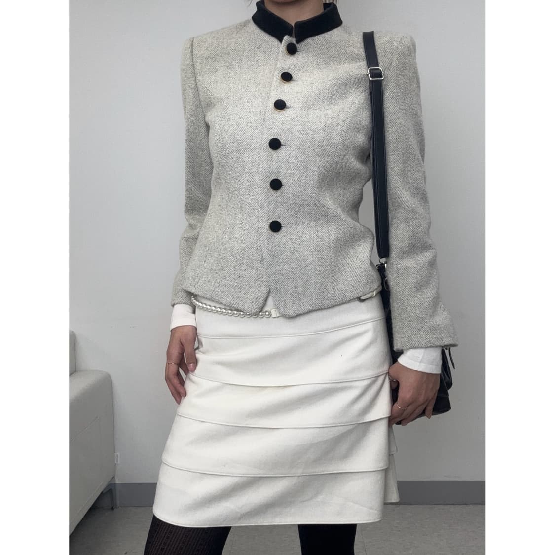 빈티지 아이보리 캉캉 울 스커트 상품이미지2