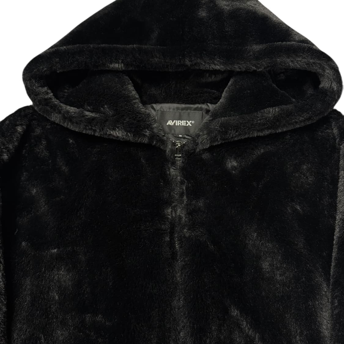 (M) 아비렉스 레터링 로고 페이크 퍼 자켓 블랙 상품이미지4
