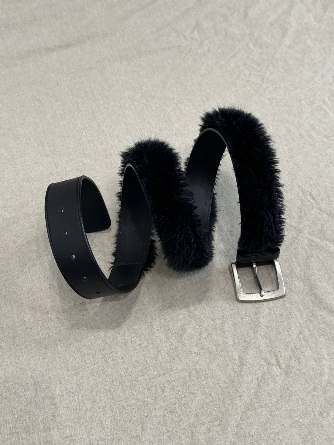 요지야마모토 퍼 레더 벨트 상품이미지2