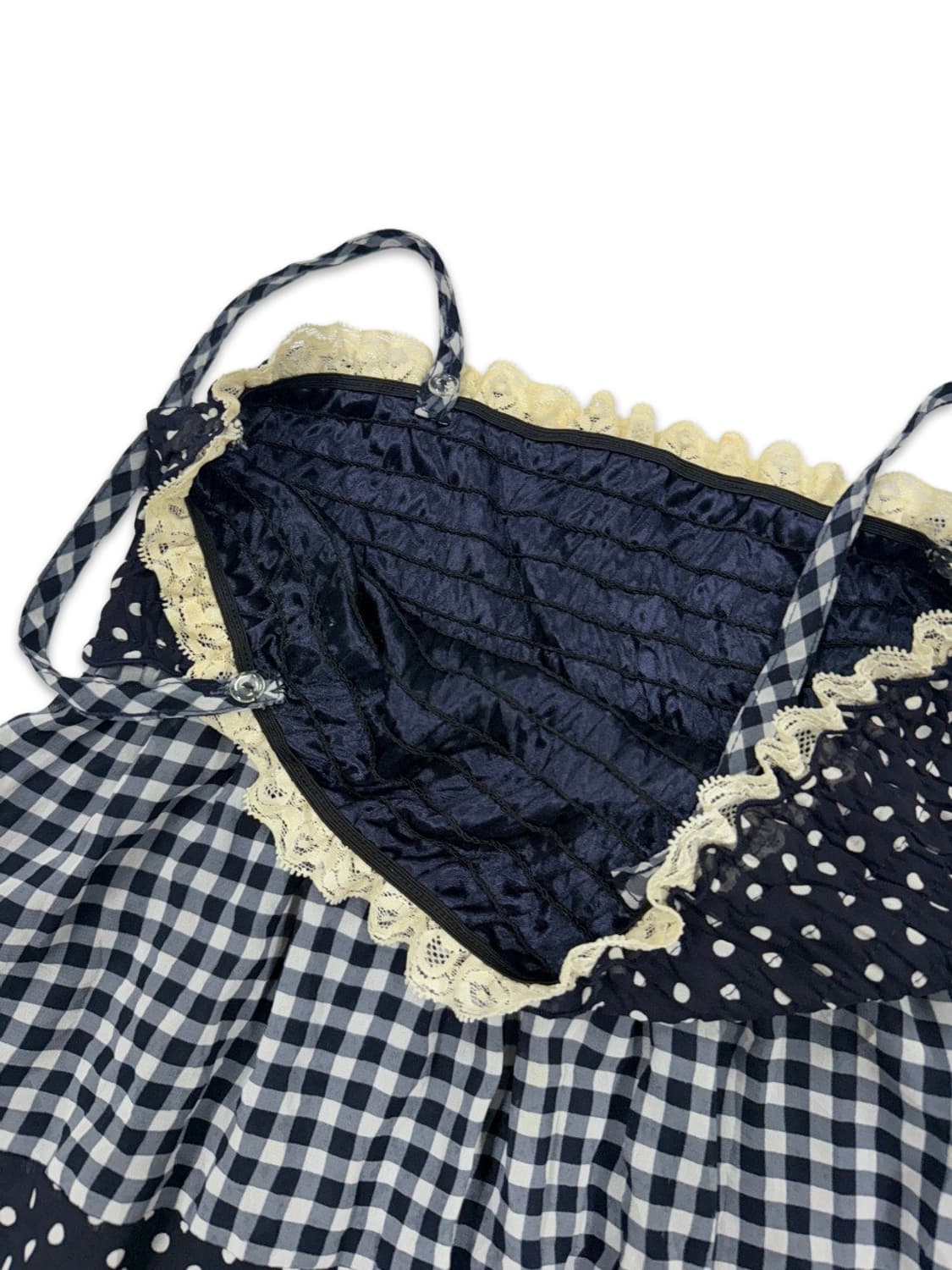 빈티지 네이비 도트 2way 원피스 스커트 상품이미지3