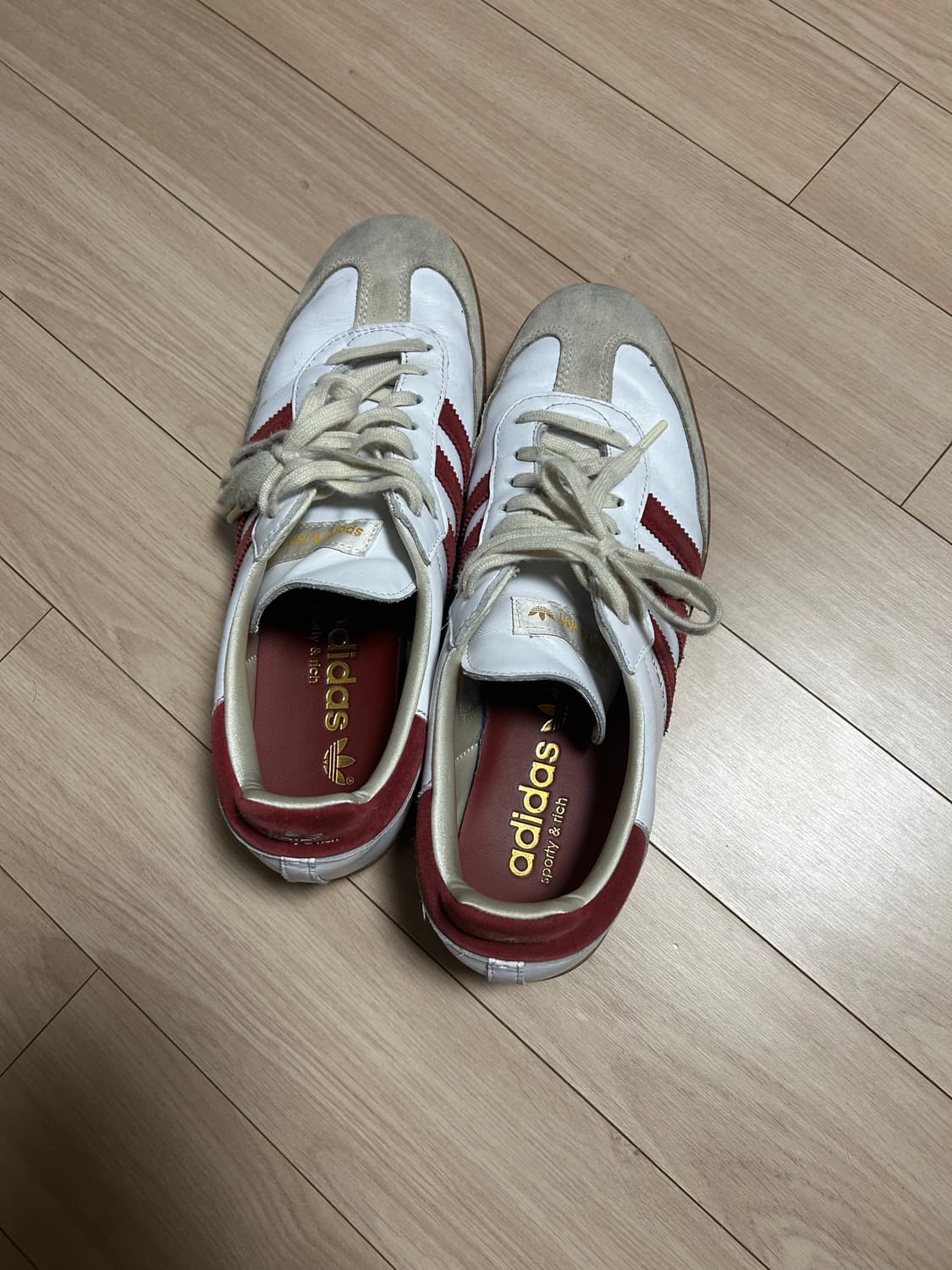 아디다스 x 스포티 앤 리치 삼바 OG 클라우드 화이트 컬리지에이트 버건 상품이미지1