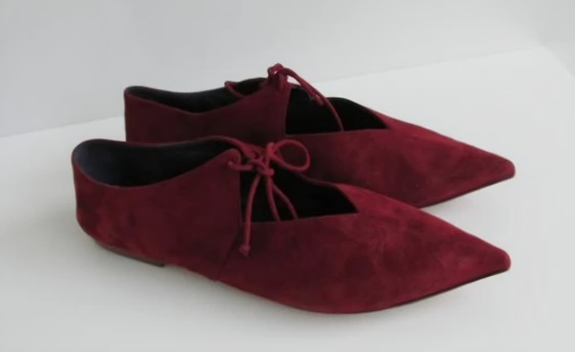 셀린느 CELINE 올드셀린 스웨이드 버건디 바부슈 플랫 상품이미지1