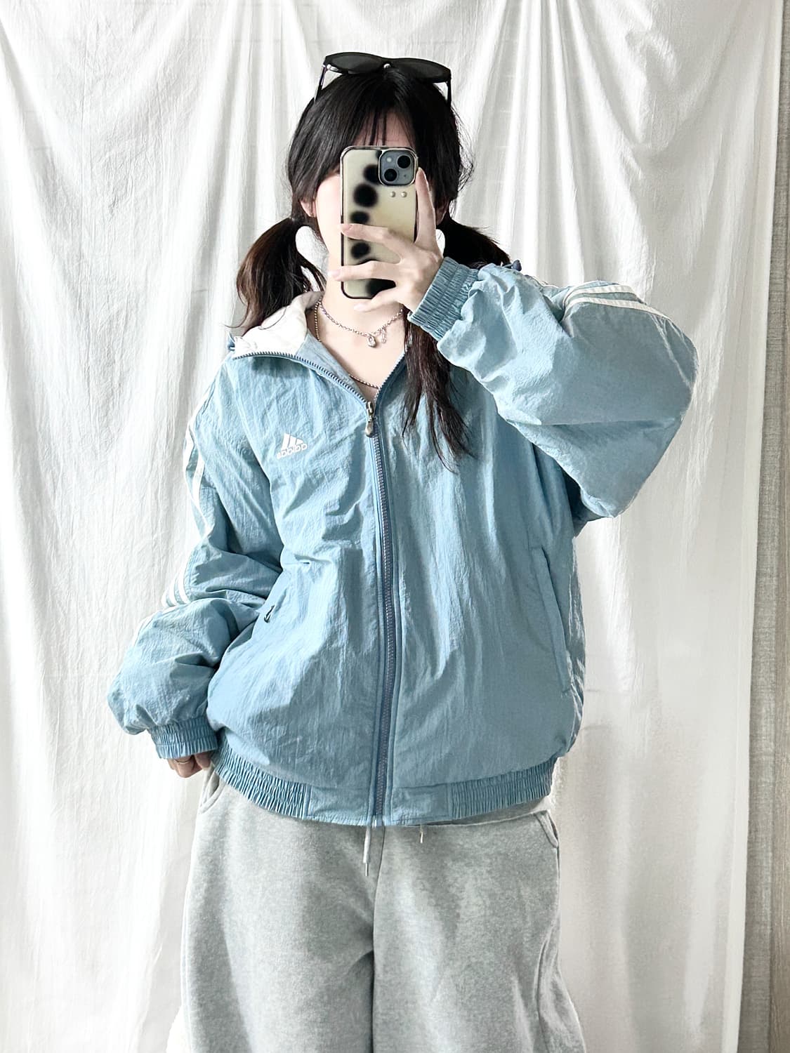 아디다스 90‘s 뮤트하늘 삼선 누빔자켓 상품이미지2