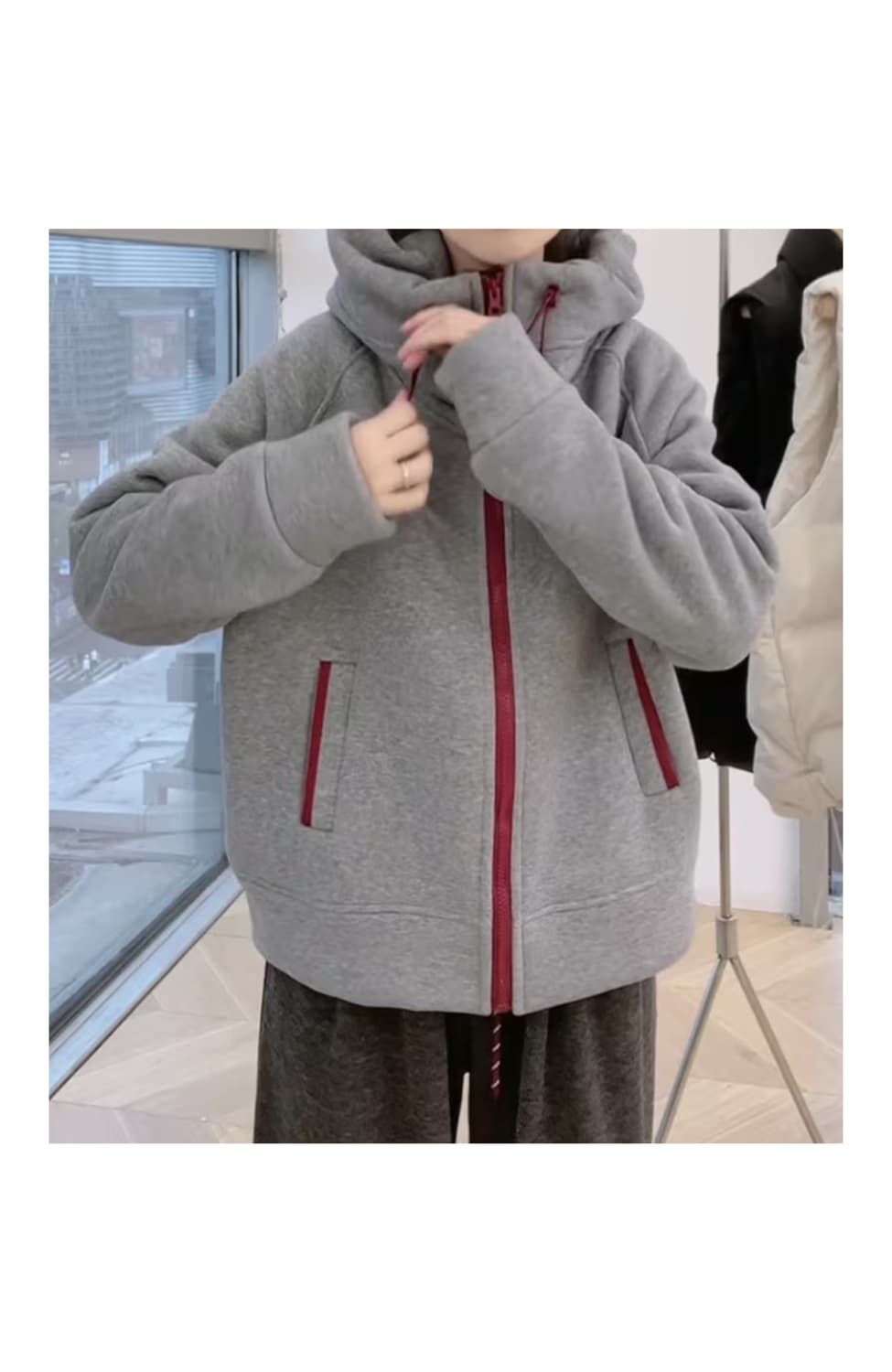 배색 후드 집업 점퍼 상품이미지1