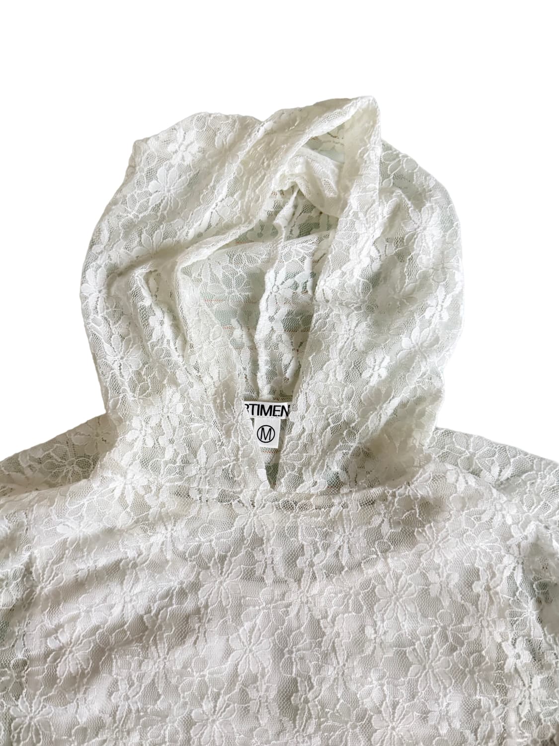 파르티멘토우먼 레이스 후디 숏 슬리브 티 화이트 M 상품이미지3