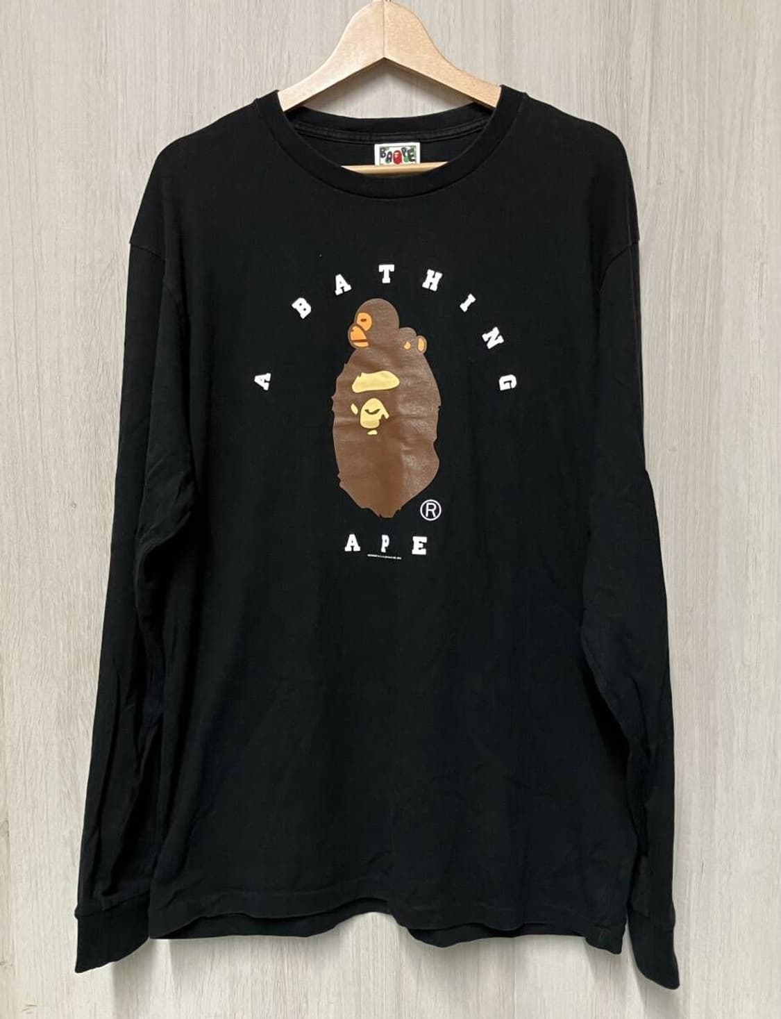 베이프 빅 에이프 헤드 롱슬리브 티셔츠 블랙 상품이미지1