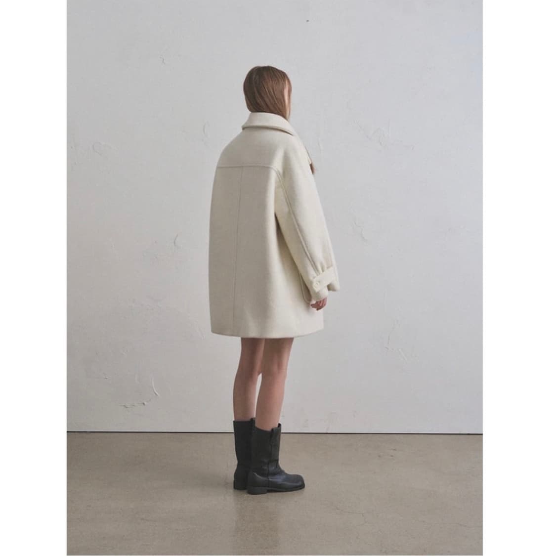 오로 부클 하프 울 코트 크림 상품이미지2