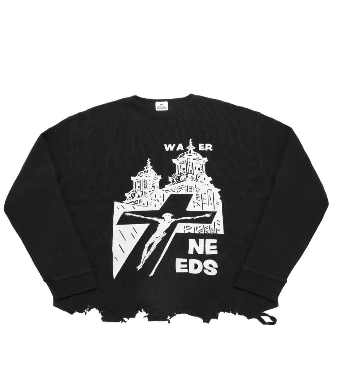 [M] MJD 디스트레스드 와플 LS 롱슬리브 블랙 상품이미지1