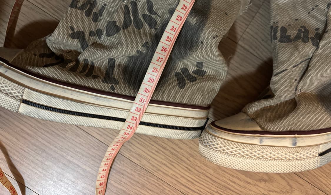 새상품급 루즈핏 셔링 캔버스 레터링 밀리터리 카모 갸루 롱부츠 루 상품이미지7