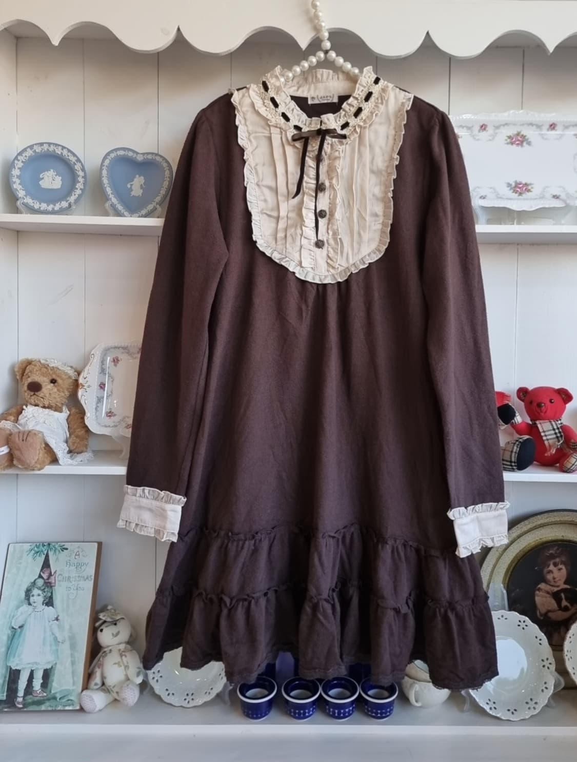 axes femme(악시즈팜므) 초코 크림 프릴 레이스 원피스 상품이미지1