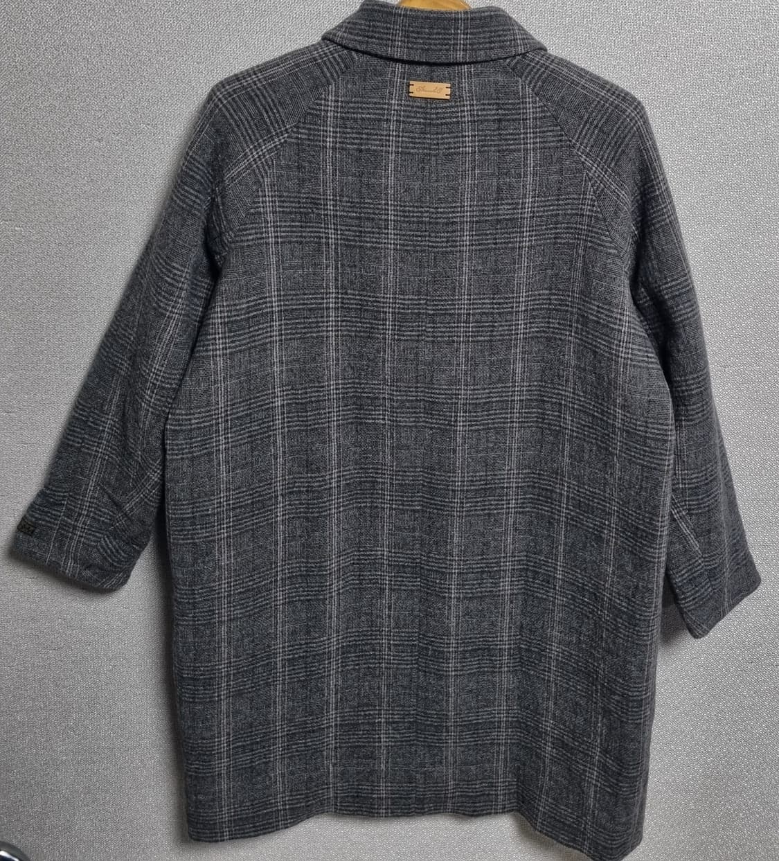 오버핏 S ) 써스데이아일랜드 그레이 체크 울혼방 코트 상품이미지2
