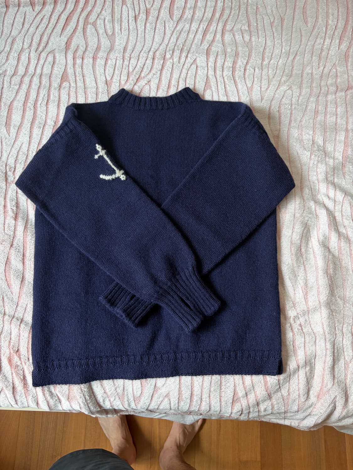 건지 울른슨 크루넥 홀가먼트 스웨터 42 네이비 상품이미지3