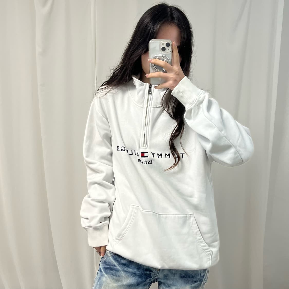 Tommy Hilfiger White Half-zip Sweatshirt 상품이미지1