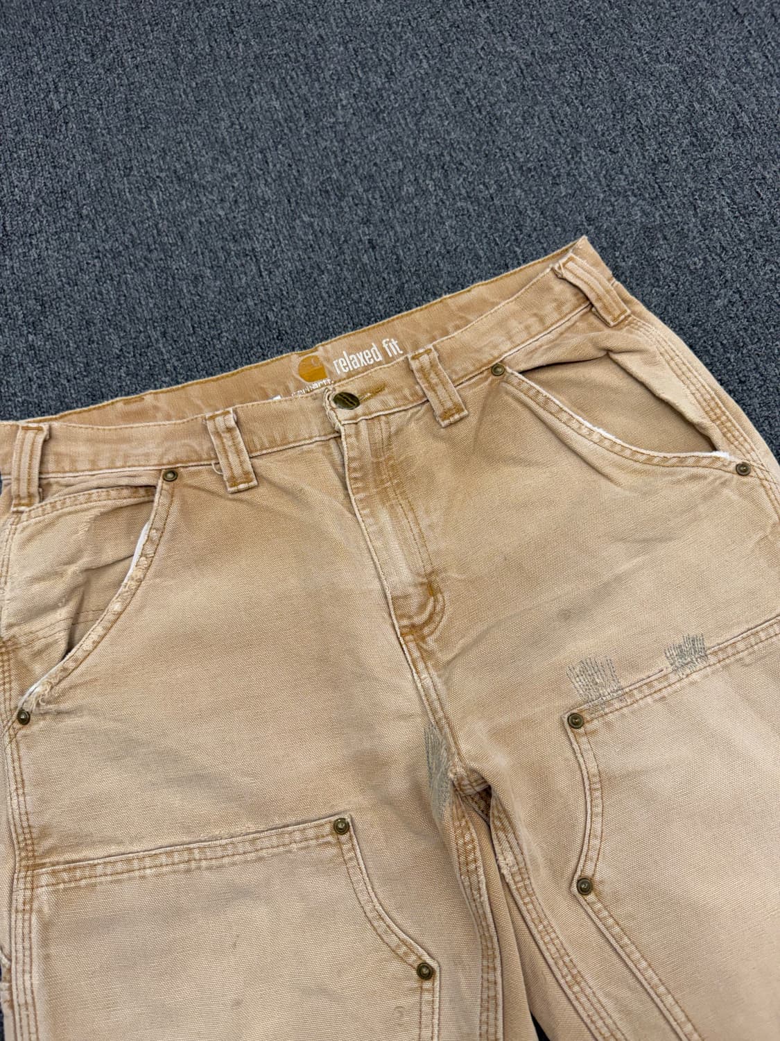33)칼하트 빈티지 베이지 더블니 워크팬츠 상품이미지3
