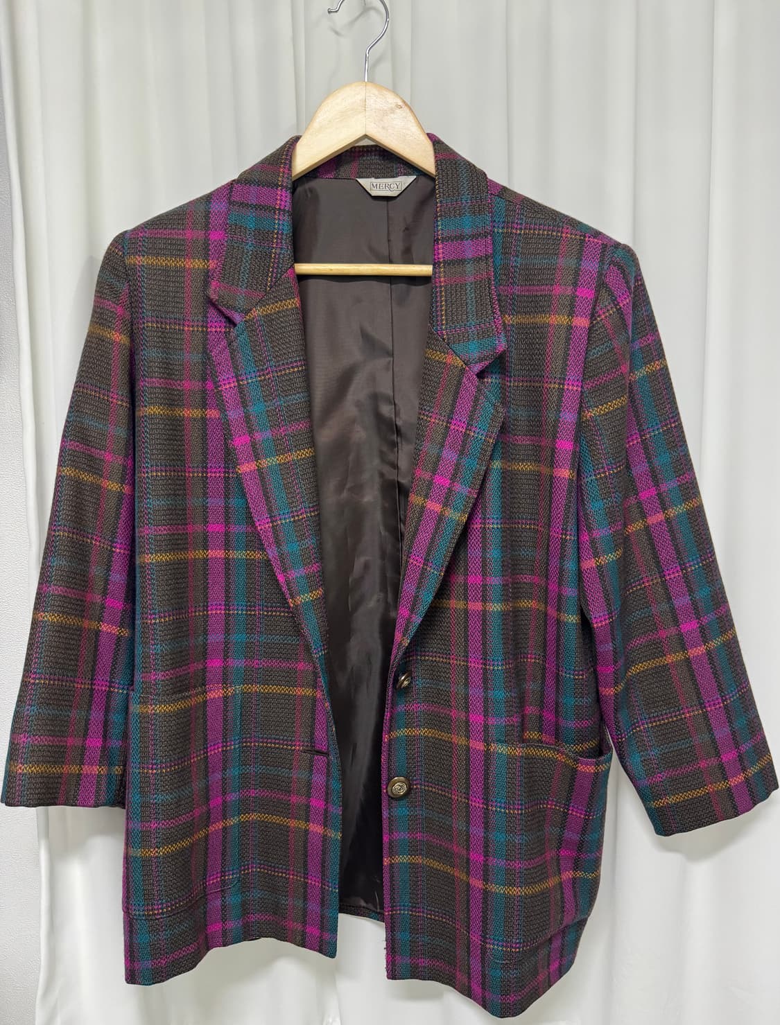 일본 빈티지 체크 블레이저 자켓 상품이미지5