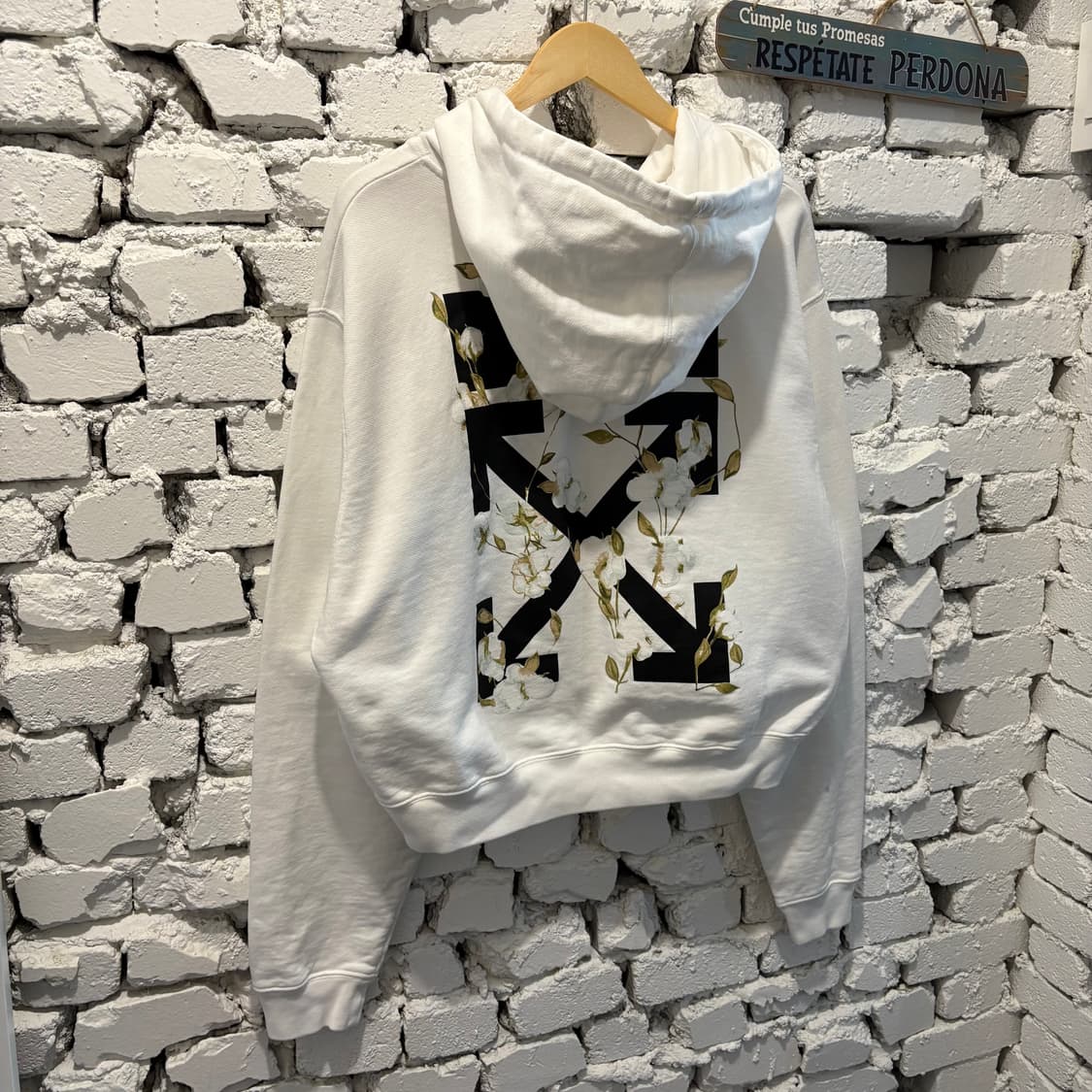 오프화이트 플라워 백로고 후드티 상품이미지1