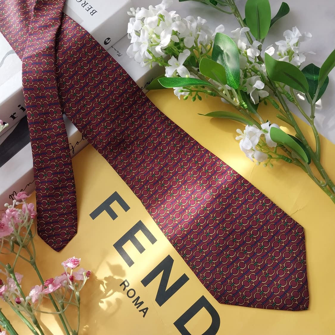 펜디 실크 브라운  체인 패턴 넥타이 9.4cm A등급 K2145
 상품이미지2