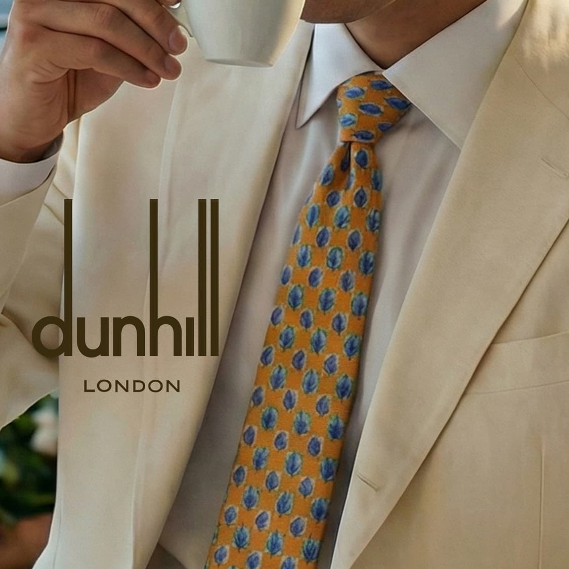 던힐 실크 옐로우 리프 패턴 넥타이 9.7cm A+등급 K1697
 상품이미지1