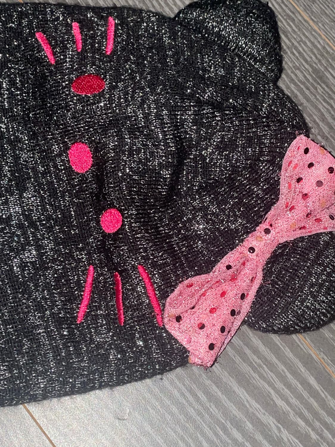 12s 고전키티 헬로키티 산리오 갸루 글리터 리본 네코미미 블랙핑크 비니 상품이미지4