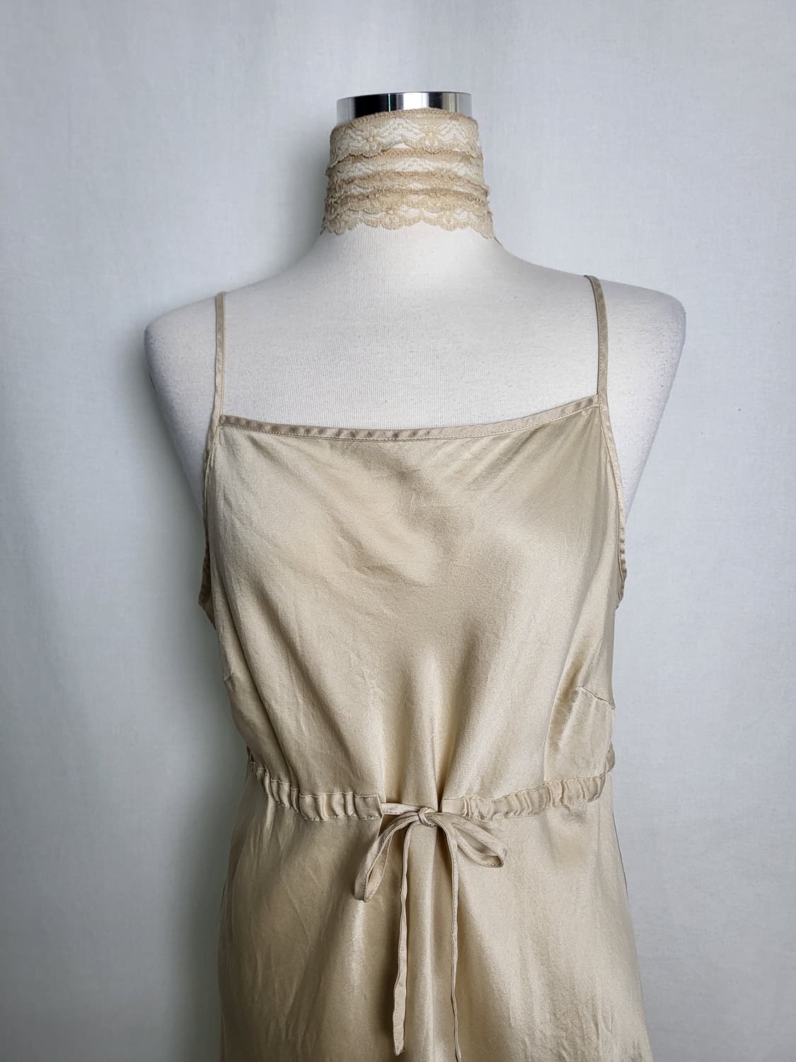 빈티지 아이보리 브라운 슬립 드레스 상품이미지4