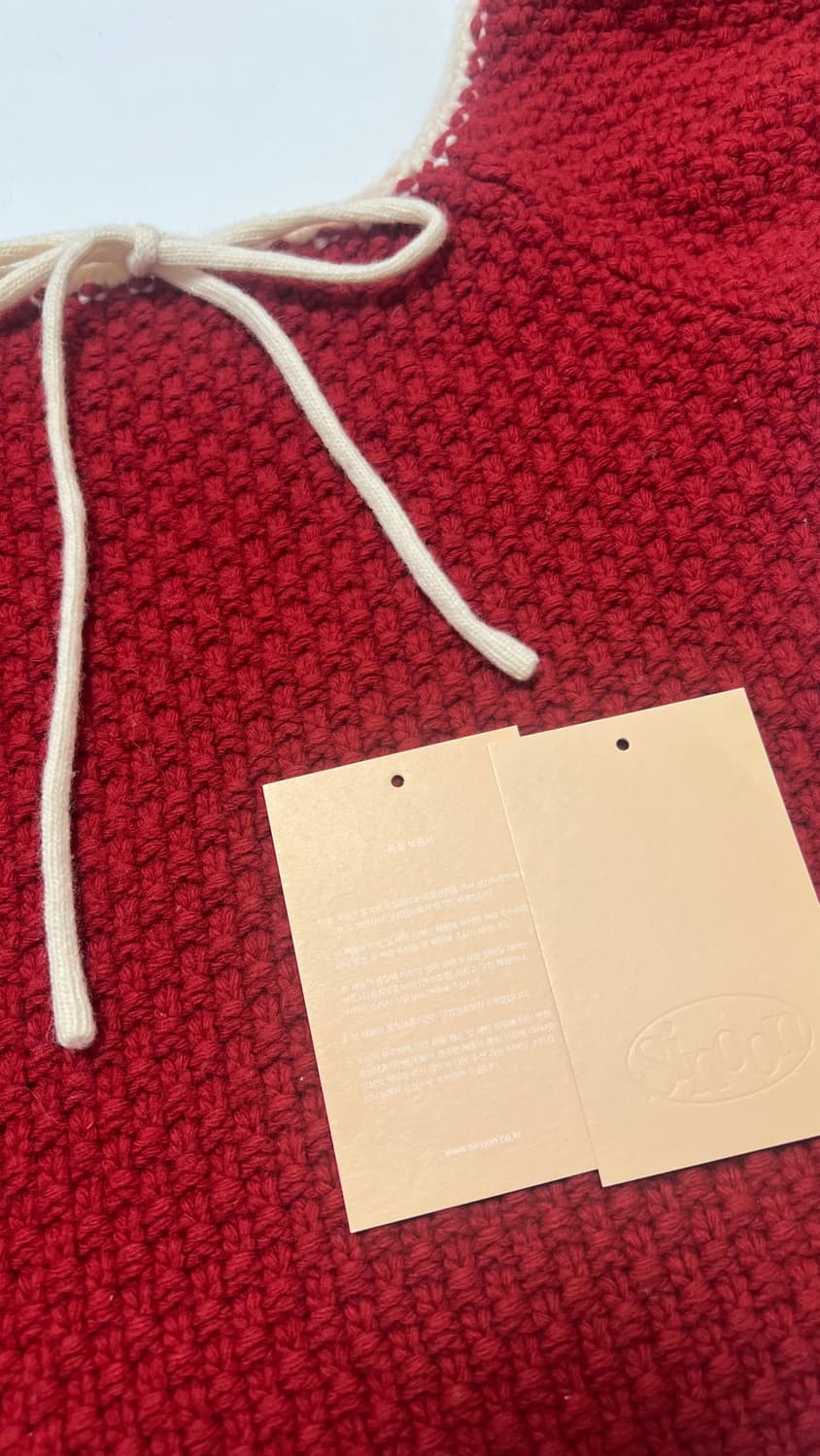 시눈 퍼프 니트 탑 레드 반팔 퍼프탑 상품이미지5