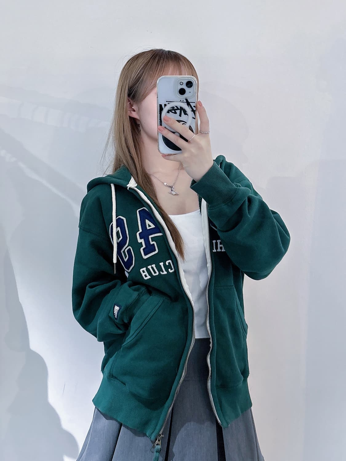 후아유 빅로고 그린 투웨이 후드집업 상품이미지2