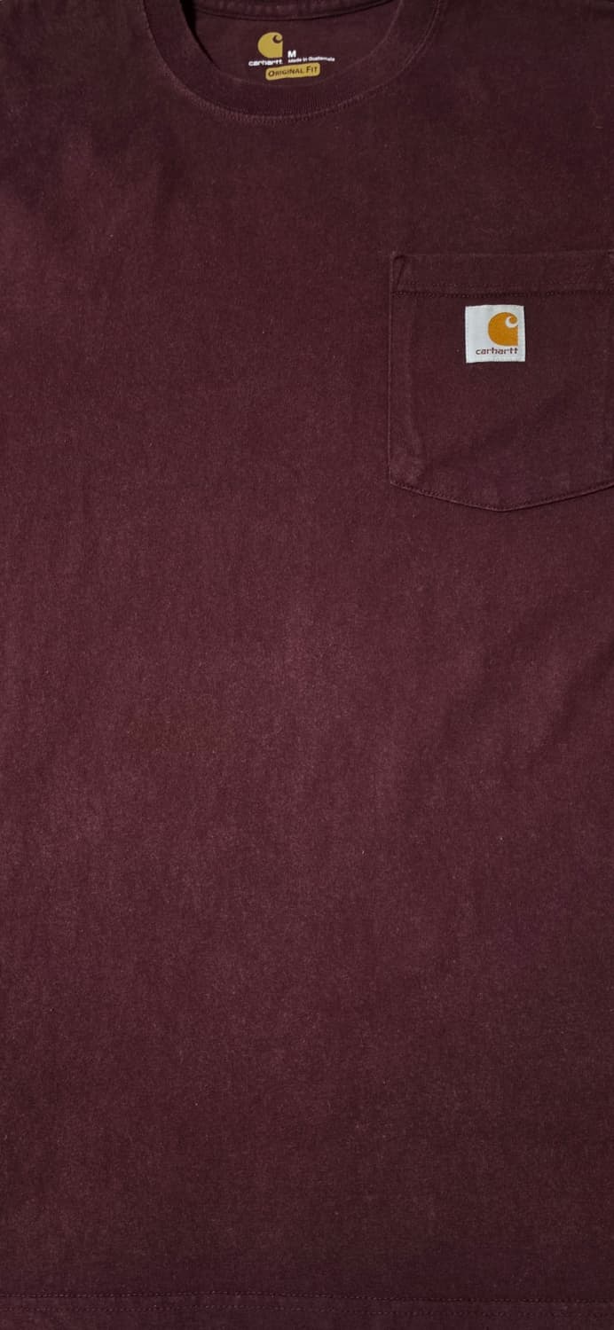 (무배)칼하트 포켓 오리지날핏 반팔 티셔츠 버건디 M 상품이미지5