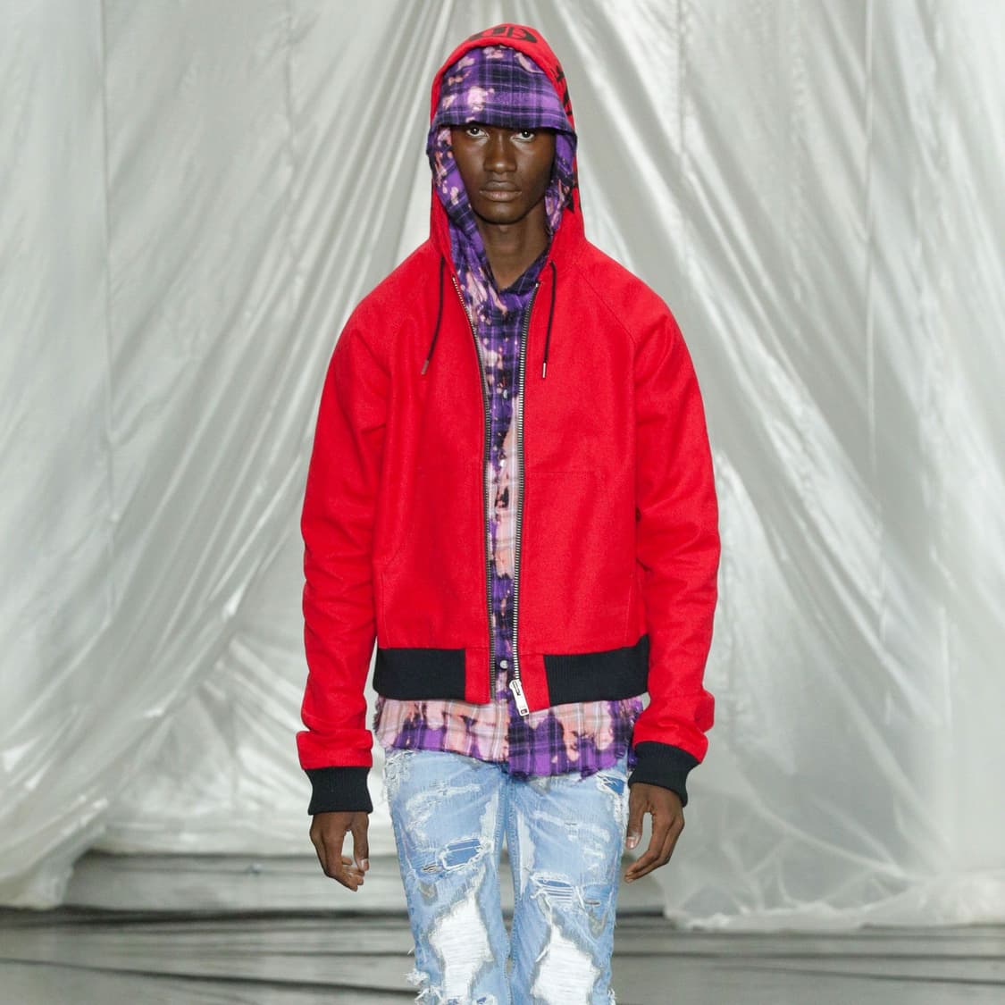 (구매) 브이론 런웨이 후드 집업 레드 상품이미지2