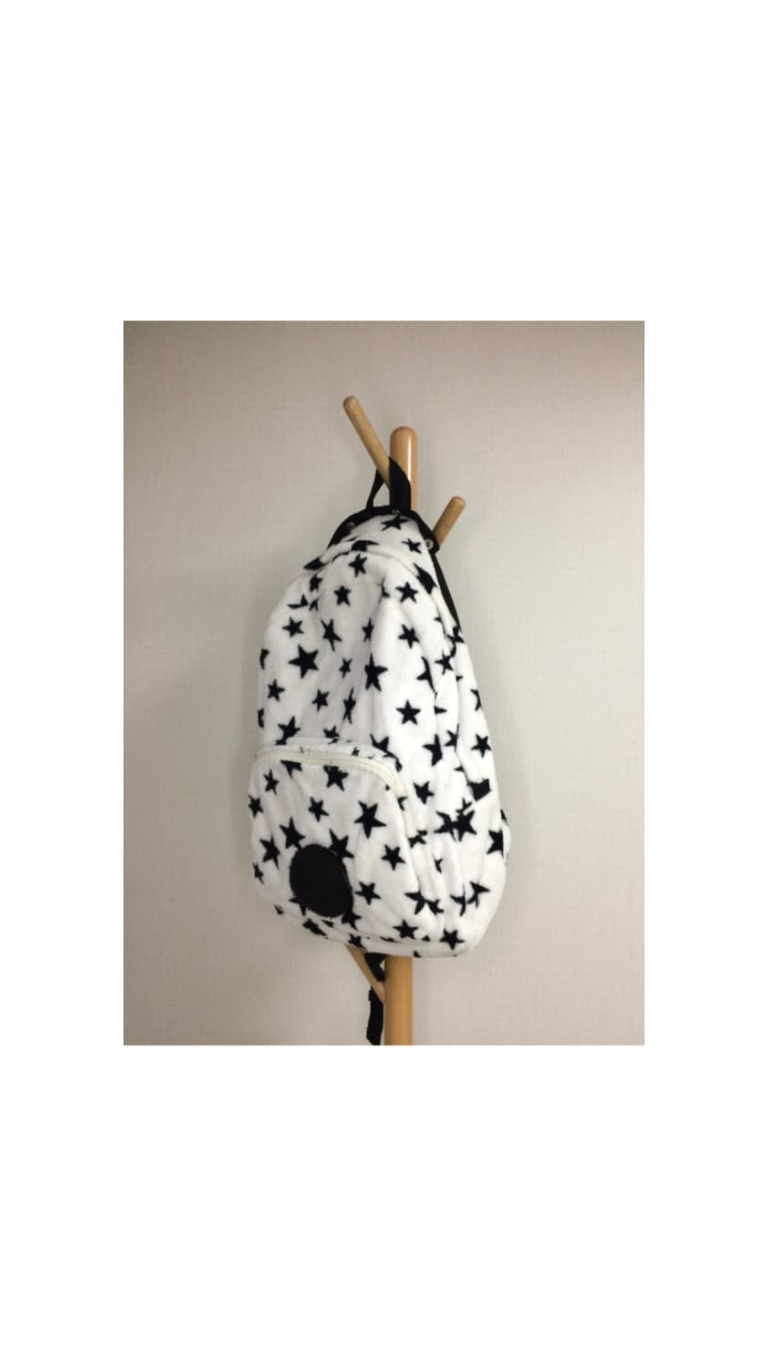빈티지 화이트 별 무늬 후드 털 백팩 상품이미지3