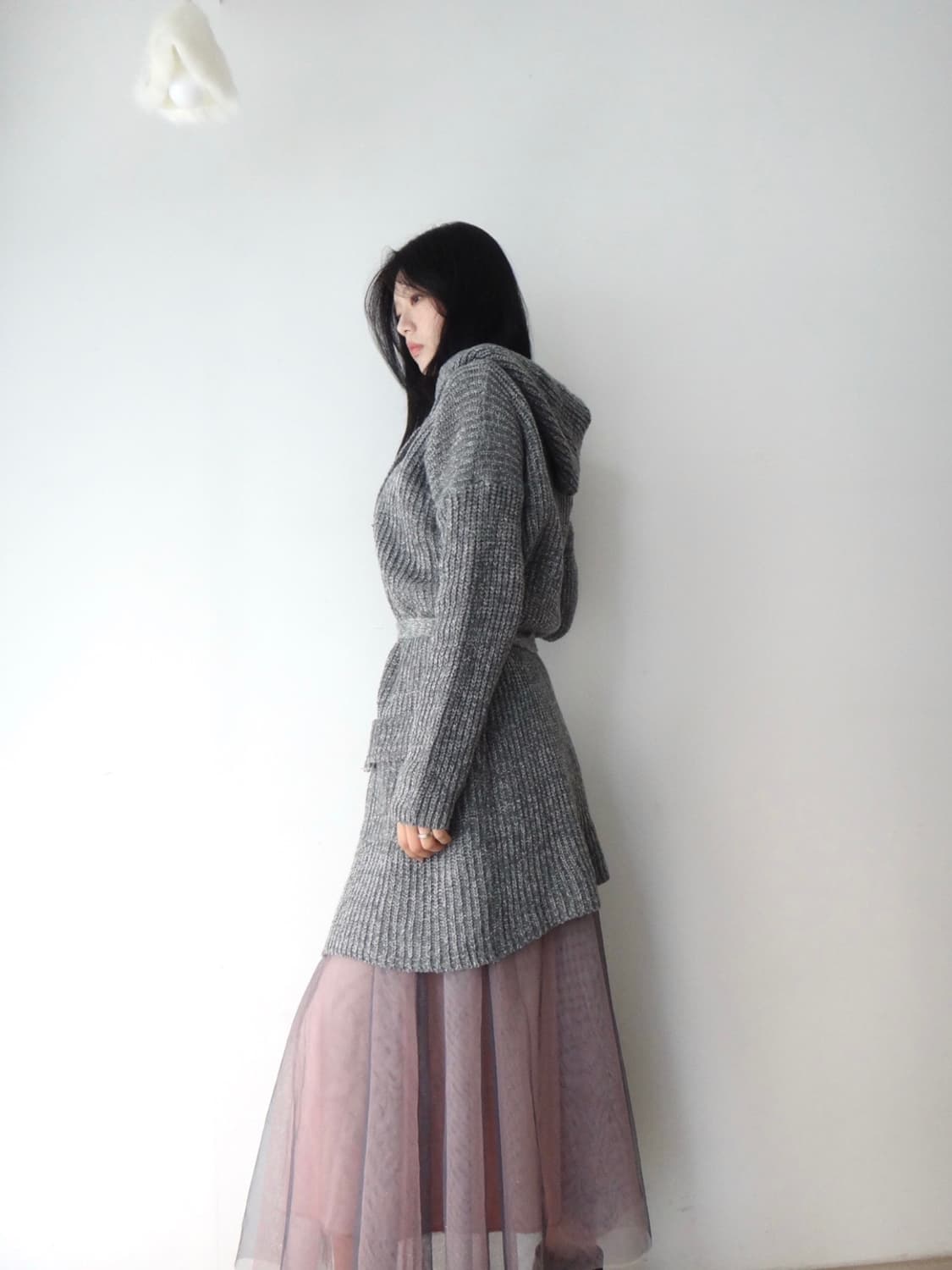 Hoody vertical fairy knit / grey 상품이미지6