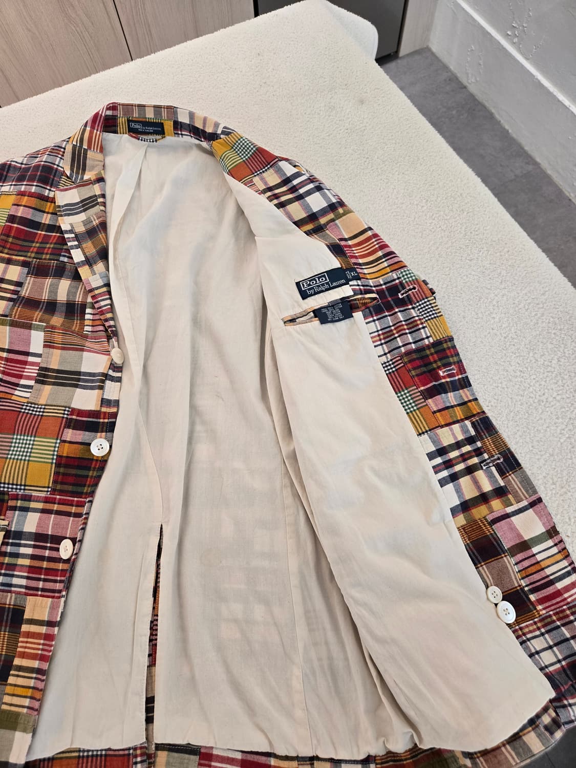 폴로 랄프로렌 패치워크 체크 블레이저 XL 상품이미지6