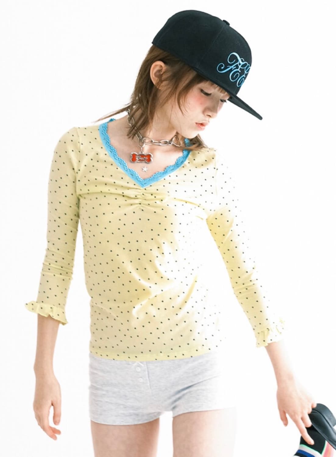 mini heart lace top (lemon) 상품이미지2