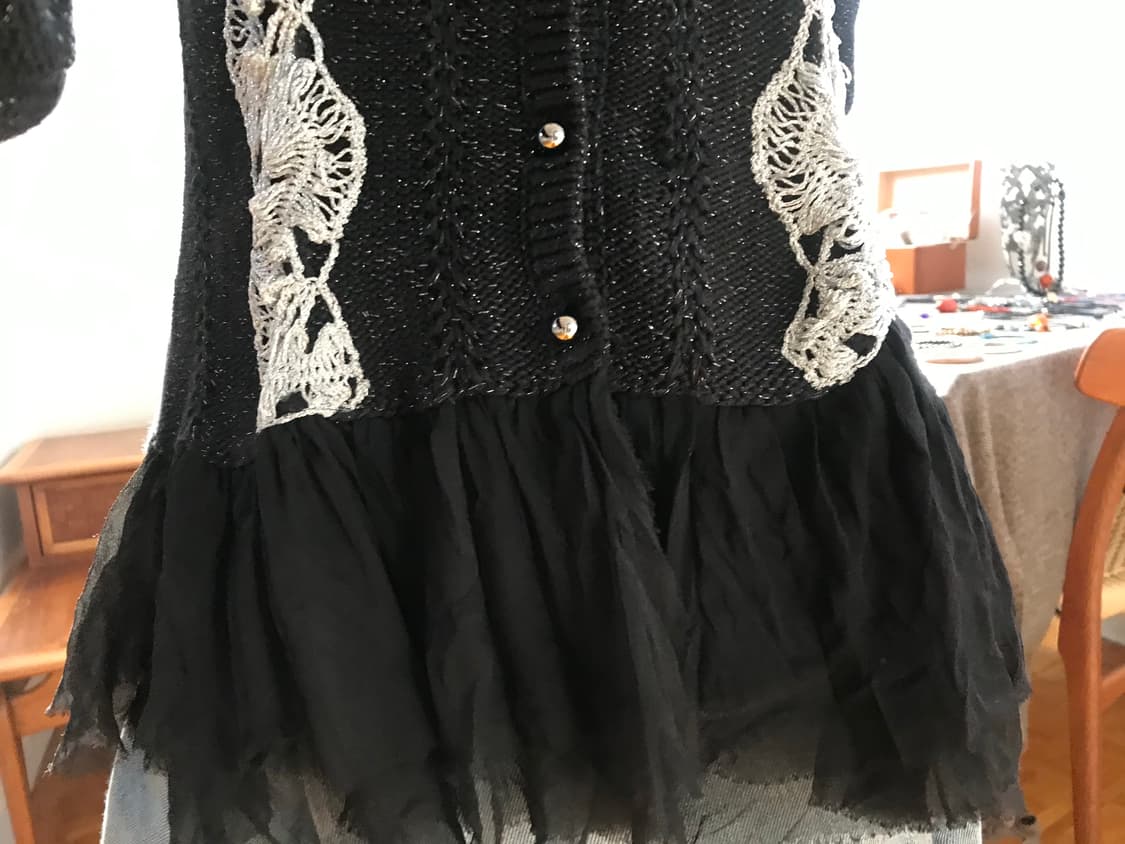 vintage pearl ruffle lace cardigan 상품이미지4
