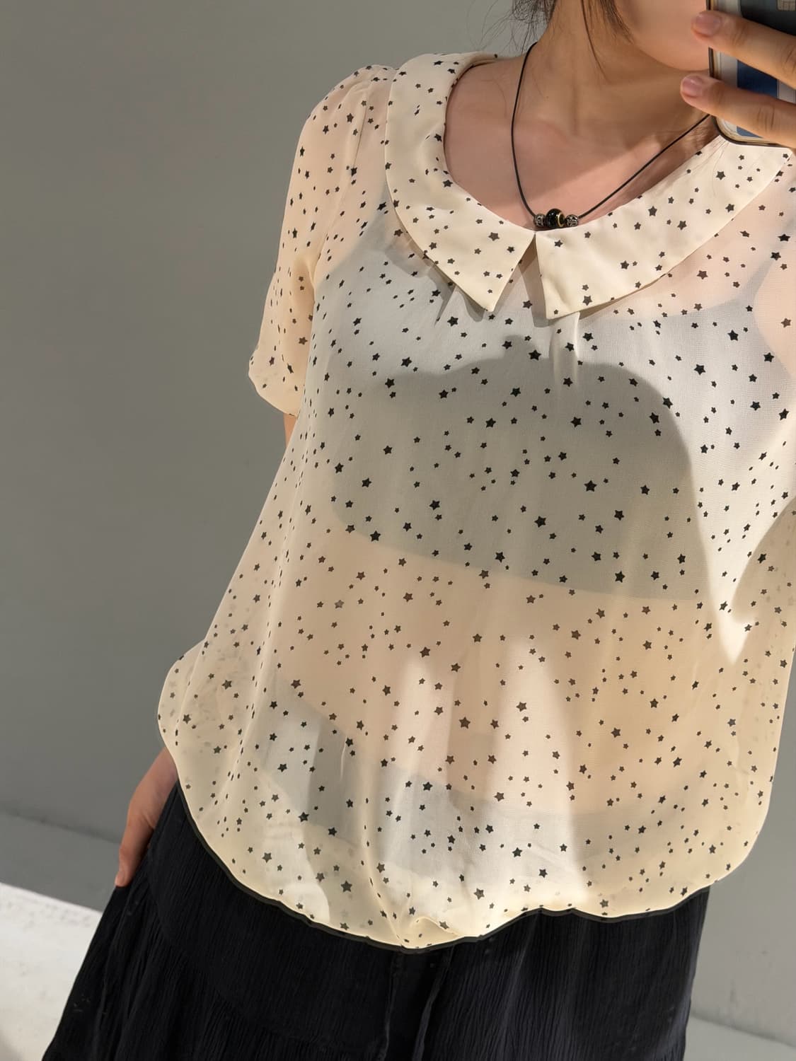 star pattern collar detail blouse we 상품이미지3