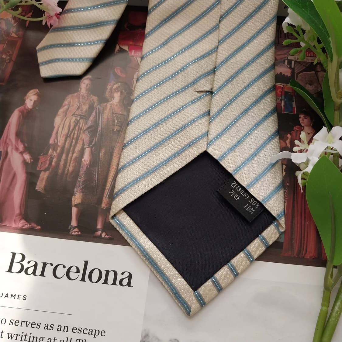아쿠아스큐텀 실크 스트라이프 넥타이 9.6cm A+~A등급 K1514
 상품이미지8