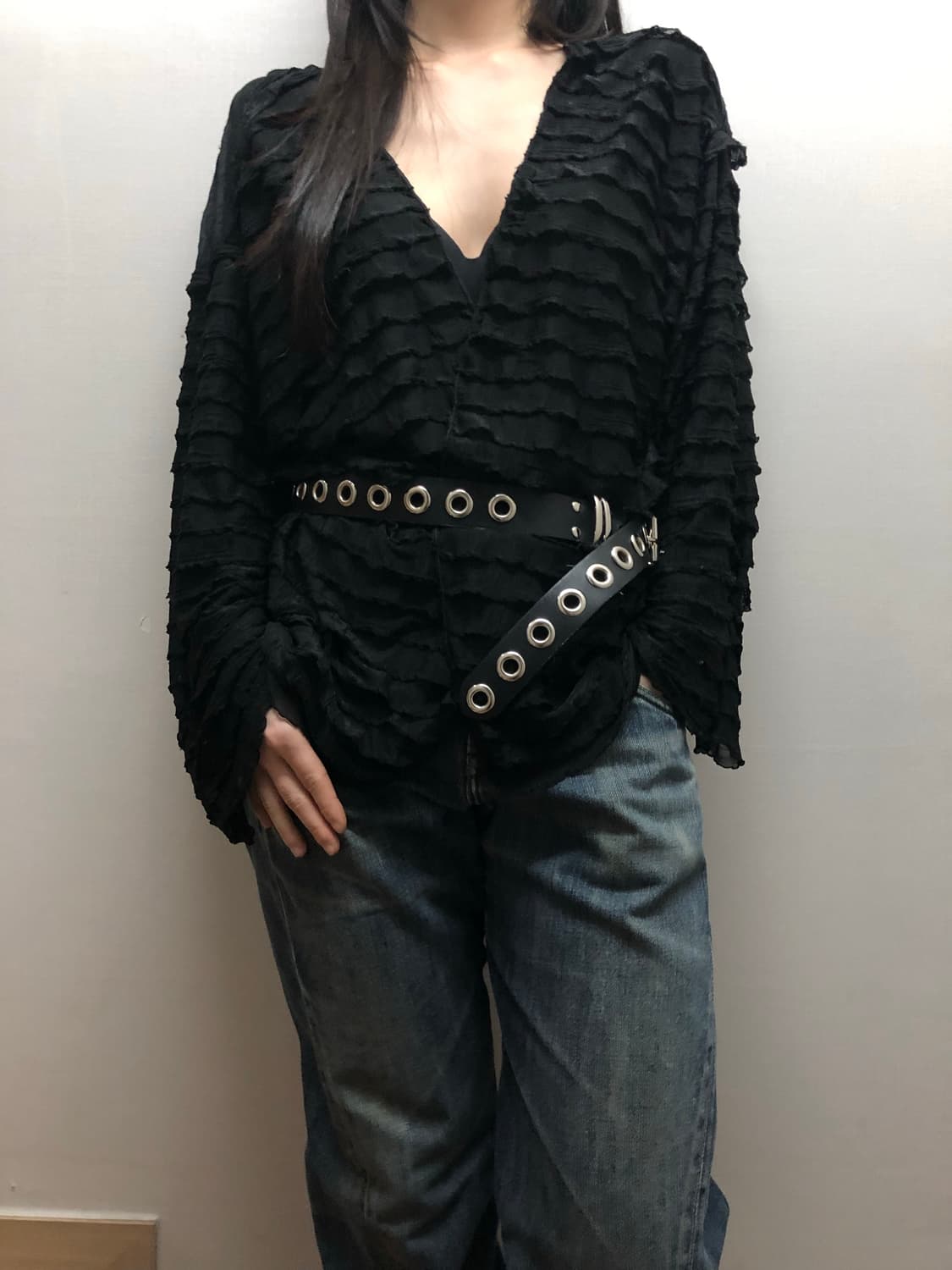 빈티지 블랙 프릴 가디건 상품이미지4