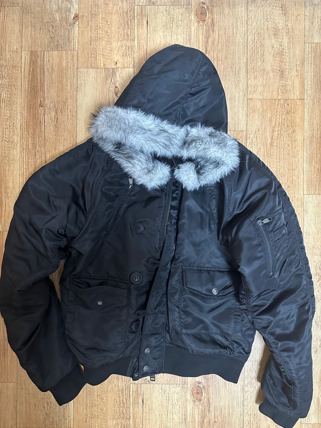 아캄 Hooded Fur MA-1 패딩 블랙 2사이즈 상품이미지1