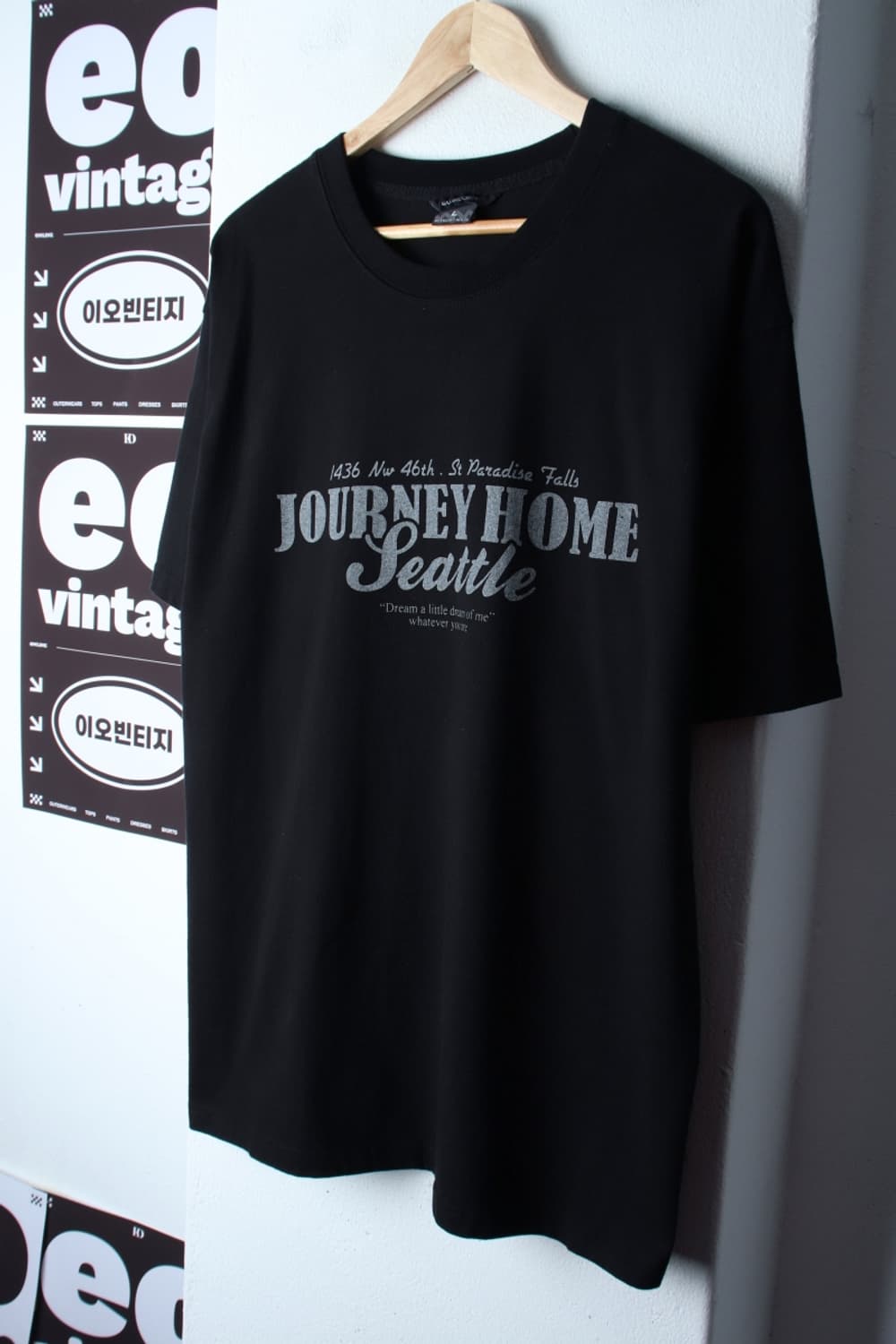 (L-XL) 반팔 티셔츠 레터링 블랙 올드스쿨-H33073 상품이미지1