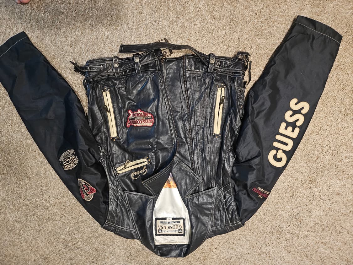 (XL-105) 게스 USA 90's 소매 탈부착 소가죽 바이커 베스트  상품이미지3