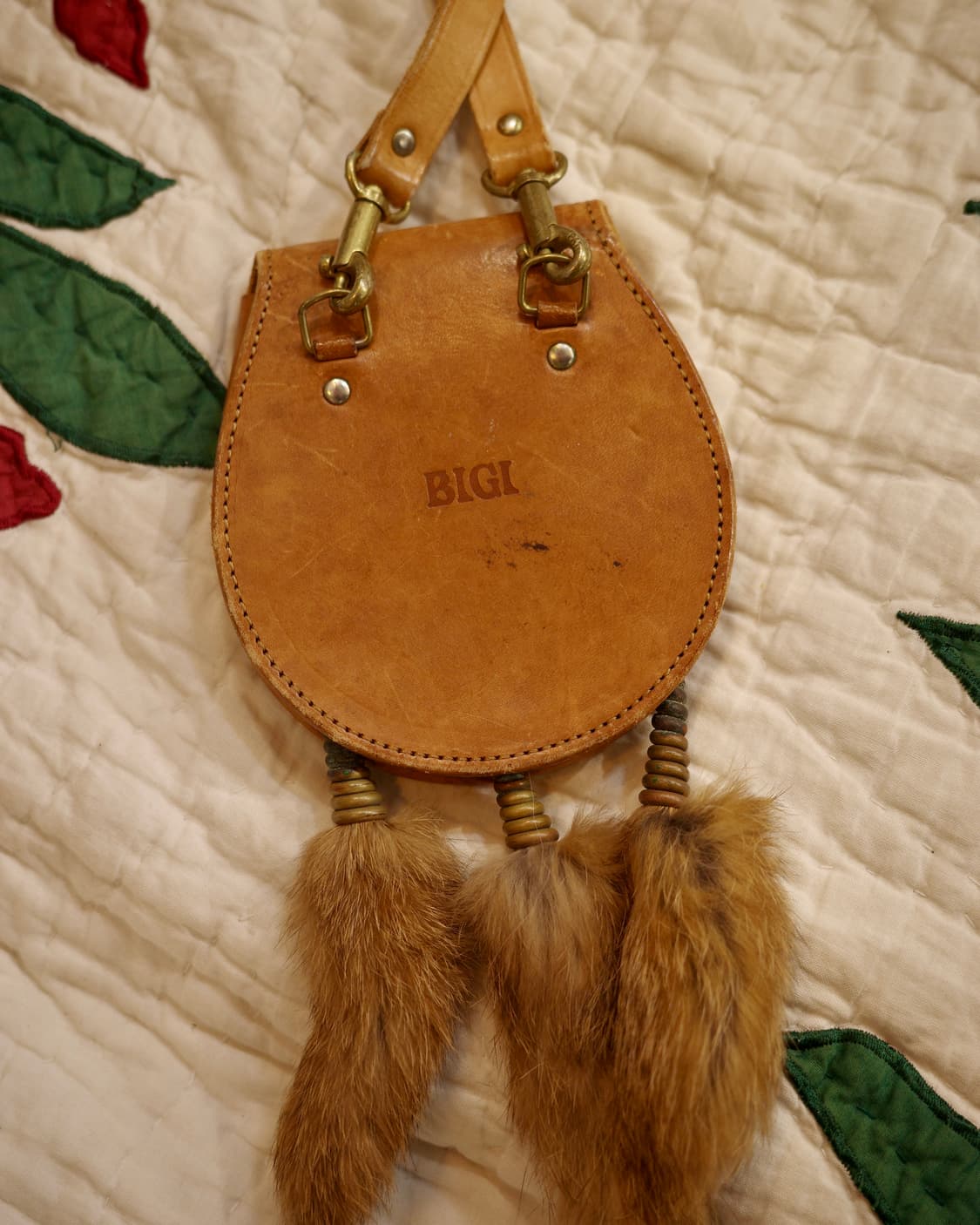 빈티지 mens bigi 레더 래빗 테슬 웨이스트백 상품이미지4