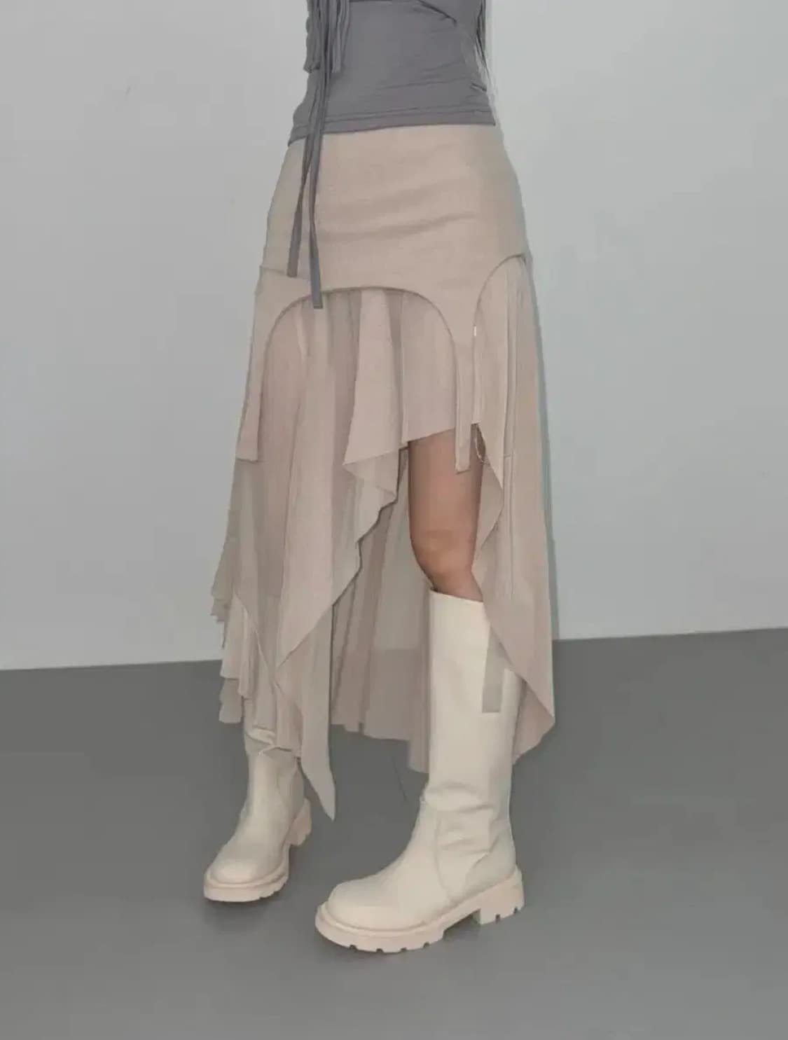 오프셋 샤 레이어드 스커트 상품이미지2